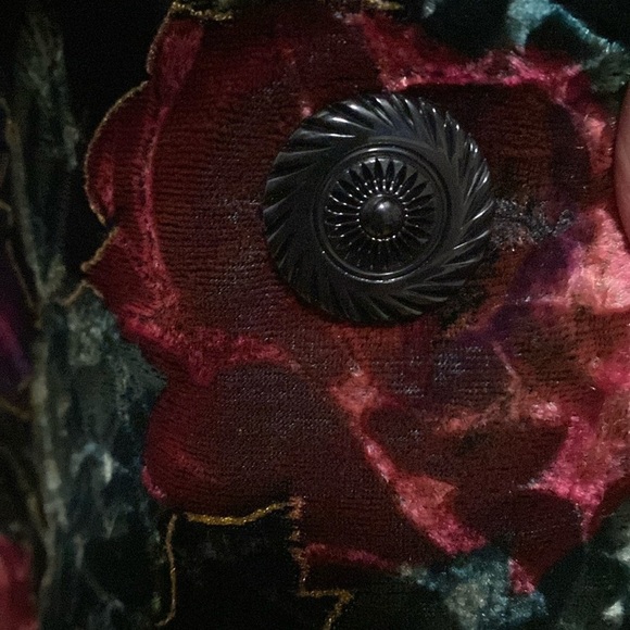 VTG Three Flags Velvet Floral Blazer Jacket Womens 10 Oversized Dark Romantic - Picture 5 of 9